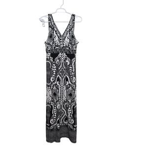 Style & Co XL Black White Beaded Maxi Dress Boho Resort